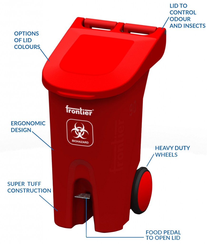 Large Capacity Medical Waste Bins & Pedal Bins Foot Paddle Wheel Bins