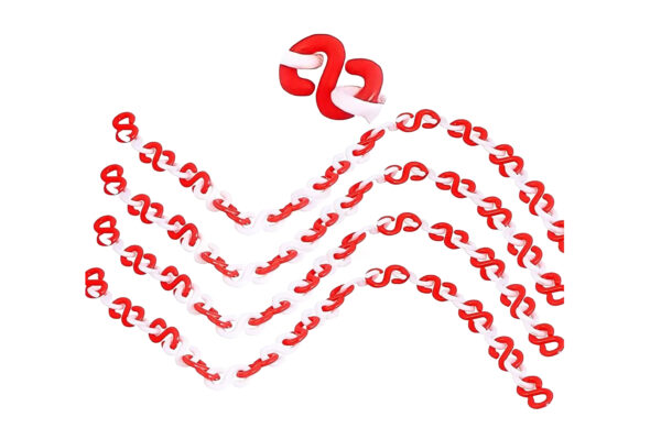 25 meter S Hook Type Plastic Safety Cone Chain (Red and White)